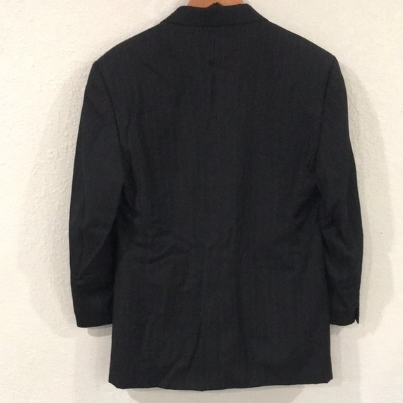 Pierre Cardin Men's 100% Wool Pin Striped Black Suit 42R 2 Piece - Picture 4 of 16